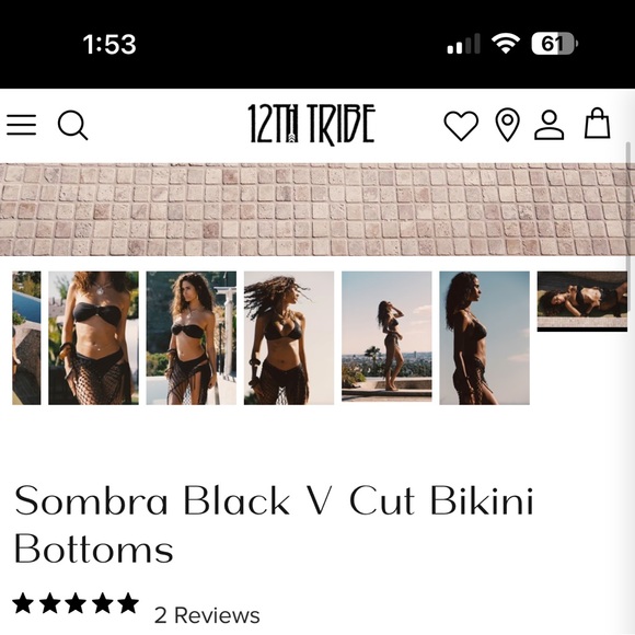 NWT 12th Tribe Sombra Black Sequin Bikini Top + V Cut Bottoms Set XS - Picture 7 of 11